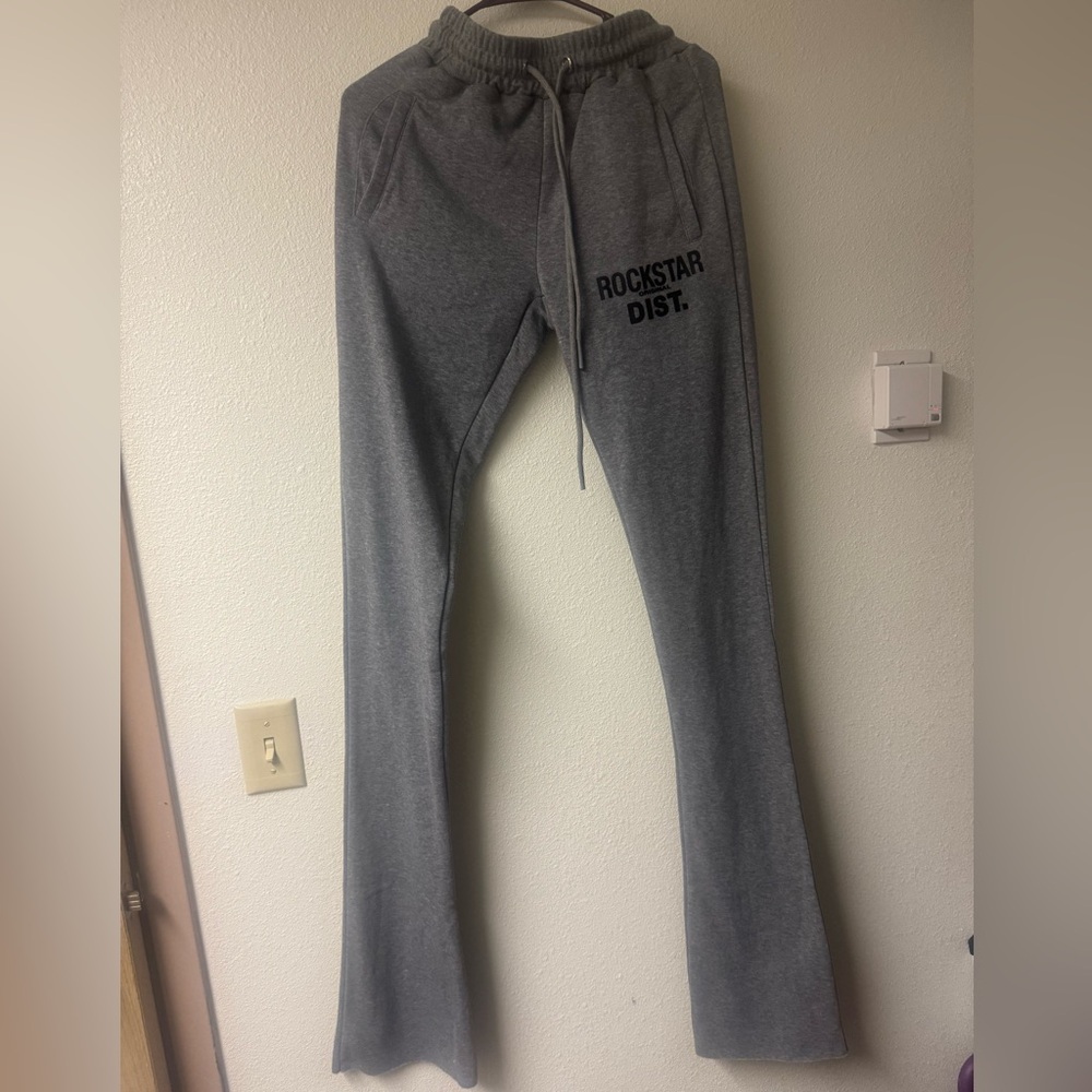 Rockstar Gray Stacked Trackpants